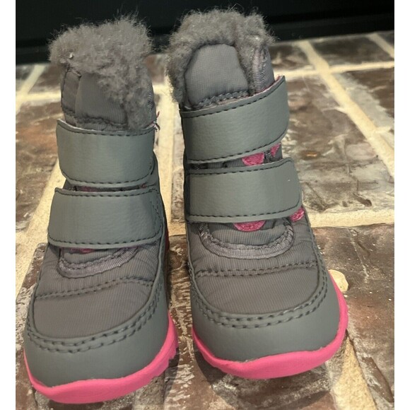 Sorel Toddler Whitney II Strap Snow Boot, Gray And Pink Toddler Size 4 - Picture 1 of 6